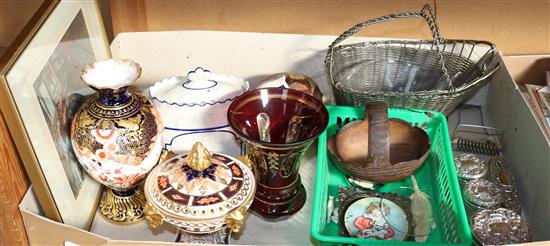 Crown Derby, silver top jars etc